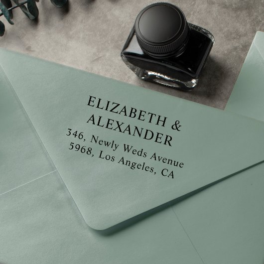 Eenvoudig minimaal retouradres voor bruiloft rubberstempel