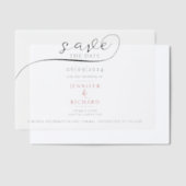 Eenvoudig minimaal rood script met foto wit bruilo vellum uitnodigingen (Offset)
