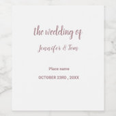 Eenvoudig minimaal roos gouden bruiloft wijn label wijn etiket (Enkel label)