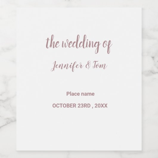 Eenvoudig minimaal roos gouden bruiloft wijn label wijn etiket (Enkel label)