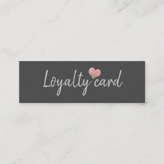 Eenvoudig, minimaal roos gouden hart klantenkaartje (Voorkant)