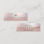 Eenvoudig, minimaal roos gouden hart klantenkaartje (Voorkant / Achterkant)