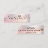 Eenvoudig, minimaal roos gouden hart klantenkaartje (Voorkant / Achterkant)