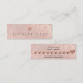 Eenvoudig minimaal roos gouden marmerhart klantenkaartje (Voorkant / Achterkant)