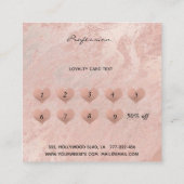 Eenvoudig minimaal roos gouden marmerhart klantenkaartje (Achterkant)