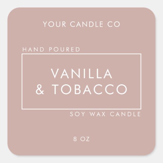 Eenvoudig minimaal Roos kaarsenetiket Vierkante Sticker (Voorkant)