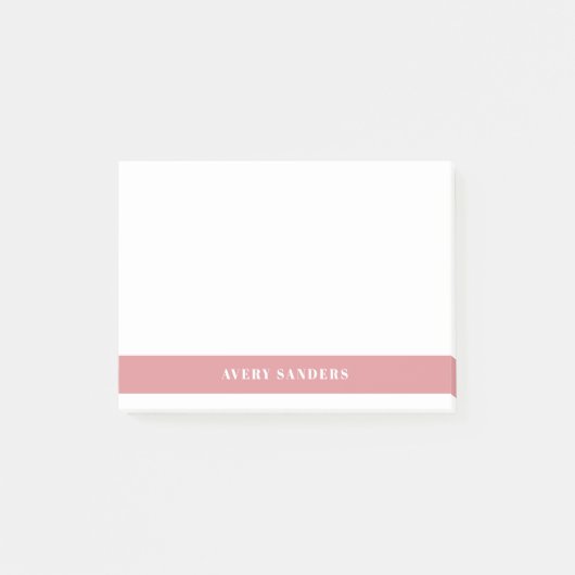 Eenvoudig Minimaal Roze Modern Kleurblok Post-it® Notes (Voorkant)