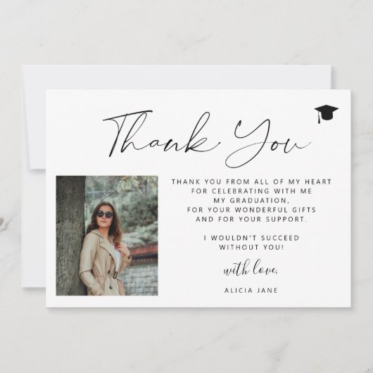 Eenvoudig minimaal script 2 foto afstuderen dank u kaart (Voorkant)