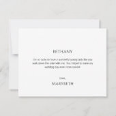 Eenvoudig Minimaal Script Bloemenmeisje Dank je Ka Kaart (Achterkant)