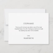 Eenvoudig minimaal script bruidsmeisje dank u kaar kaart (Achterkant)