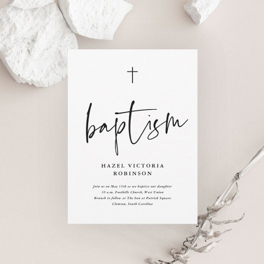 Eenvoudig Minimaal Script Doop Christening Kaart