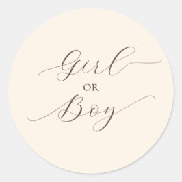 Eenvoudig Minimaal Script Geslacht Onthulling Fees Ronde Sticker
