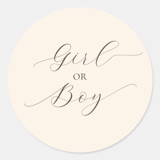 Eenvoudig Minimaal Script Geslacht Onthulling Fees Ronde Sticker (Voorkant)