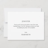 Eenvoudig Minimaal Script Maid of Honor Dank je Ka Kaart (Achterkant)