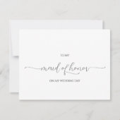 Eenvoudig Minimaal Script Maid of Honor Dank je Ka Kaart (Voorkant)