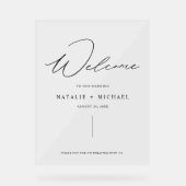 Eenvoudig minimaal script Modern Wedding Welkom Acryl Bord (Voorkant)