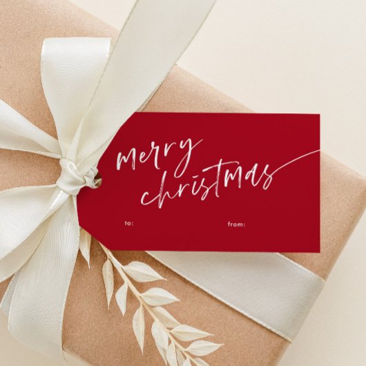 Eenvoudig Minimaal Script Prettig Kerstfeest Cadeaulabel