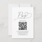 Eenvoudig Minimaal Script QR Code Huwelijksreactie RSVP Kaartje (Voorkant)