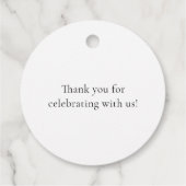 Eenvoudig Minimaal Script Wit & Zwart Bruidsdouche Bedankjes Labels (Achterkant)