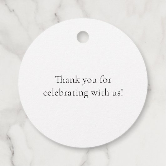 Eenvoudig Minimaal Script Zwart & Wit Bruidsdouche Bedankjes Labels (Achterkant)