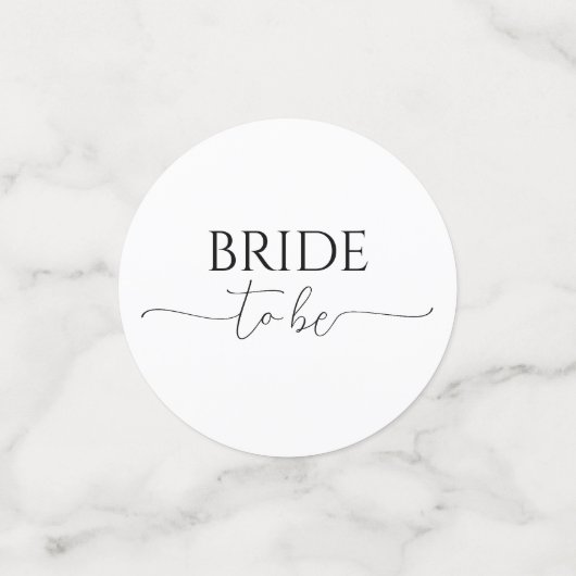 Eenvoudig Minimaal Script Zwart & Wit Bruidsdouche Confetti (Kleine voorkant)