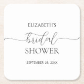 Eenvoudig Minimaal Script Zwart & Wit Bruidsdouche Kartonnen Onderzetters (Voorkant)