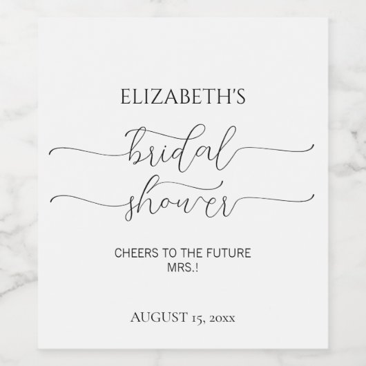 Eenvoudig Minimaal Script Zwart & Wit Bruidsuitnod Wijn Etiket (Enkel label)