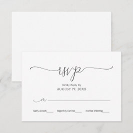 Eenvoudig Minimaal Script Zwart & Wit Huwelijks RS RSVP Kaartje