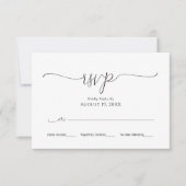 Eenvoudig Minimaal Script Zwart & Wit Trouw RSVP Kaartje (Voorkant)