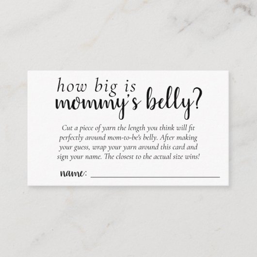 Eenvoudig minimaal spel | Hoe groot is Mommys Bell Informatiekaartje (Voorkant)