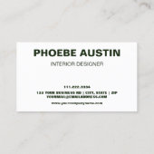 Eenvoudig Minimaal Stijlvol Trendy Forest Green Visitekaartje (Achterkant)