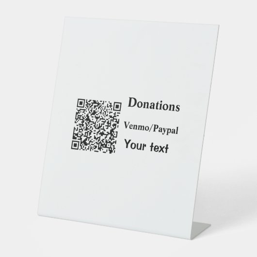 Eenvoudig minimaal streepjescode donaties venmo pa reclamebord met voetstuk (Voorkant)