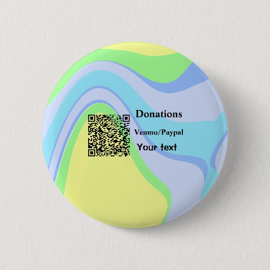 Eenvoudig minimaal streepjescode donaties venmo pa ronde button 5,7 cm (Voorkant)