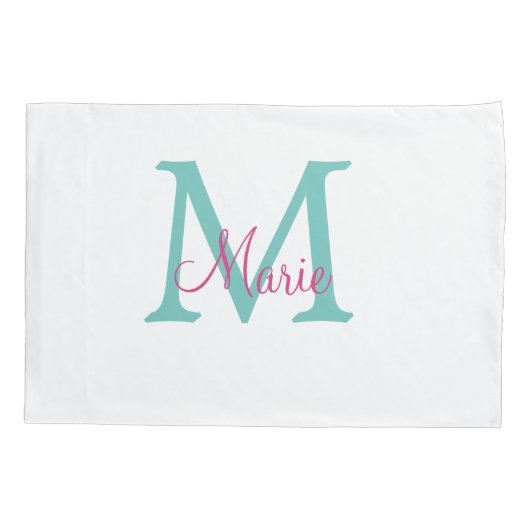 eenvoudig minimaal toevoegen naam monogram groen r kussensloop (Achterkant)