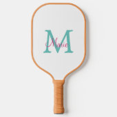 eenvoudig minimaal toevoegen naam monogram groen r pickleball paddle (Voorkant)