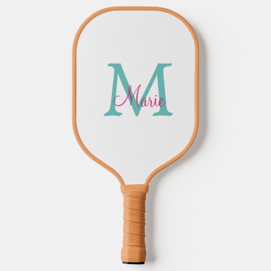 eenvoudig minimaal toevoegen naam monogram groen r pickleball paddle (Achterkant)