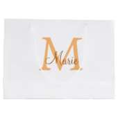eenvoudig minimaal toevoegen naam monogram oranje  groot cadeauzakje (Achterkant)
