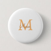 eenvoudig minimaal toevoegen naam monogram oranje ronde button 5,7 cm (Voorkant)