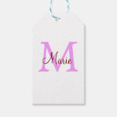 eenvoudig minimaal toevoegen naam monogram roze ro cadeaulabel (Voorkant)