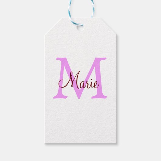 eenvoudig minimaal toevoegen naam monogram roze ro cadeaulabel (Voorkant)