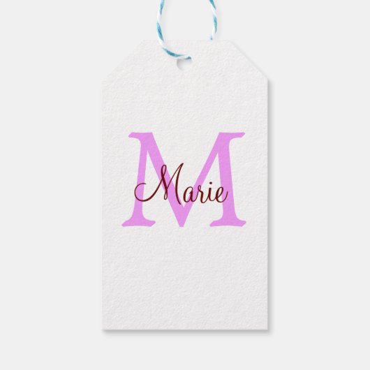 eenvoudig minimaal toevoegen naam monogram roze ro cadeaulabel (Achterkant)