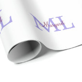 eenvoudig minimaal toevoegen naam monogram roze ro cadeaupapier (Rol Hoek)