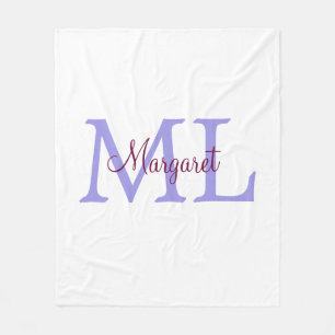 eenvoudig minimaal toevoegen naam monogram roze ro fleece deken