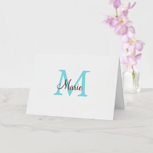 eenvoudig minimaal toevoegen naam monogram roze ro folie feestdagenkaart (Orchidee)