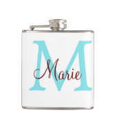 eenvoudig minimaal toevoegen naam monogram roze ro heupfles (Voorkant)