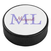 eenvoudig minimaal toevoegen naam monogram roze ro hockey puck (3/4)