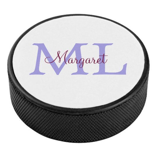 eenvoudig minimaal toevoegen naam monogram roze ro hockey puck (3/4)