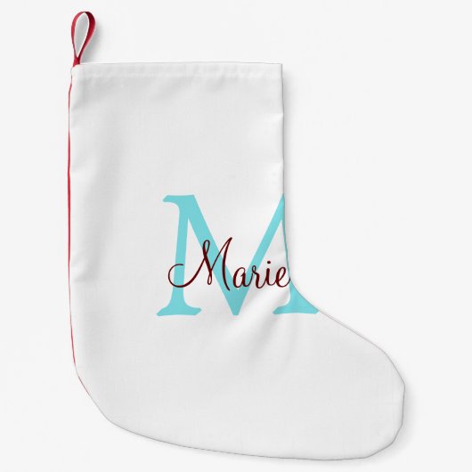 eenvoudig minimaal toevoegen naam monogram roze ro kleine kerstsok (Voorkant)