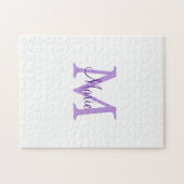 eenvoudig minimaal toevoegen naam monogram roze ro legpuzzel (Horizontaal)