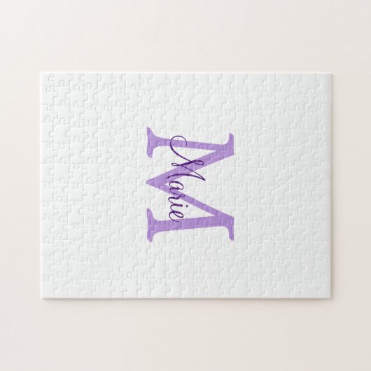 eenvoudig minimaal toevoegen naam monogram roze ro legpuzzel (Horizontaal)